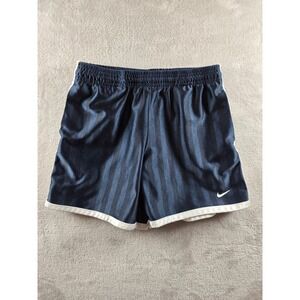 Vintage Nike Athletic Soccer Shorts Kids M 10-12 Blue Striped Gym Running Y2K